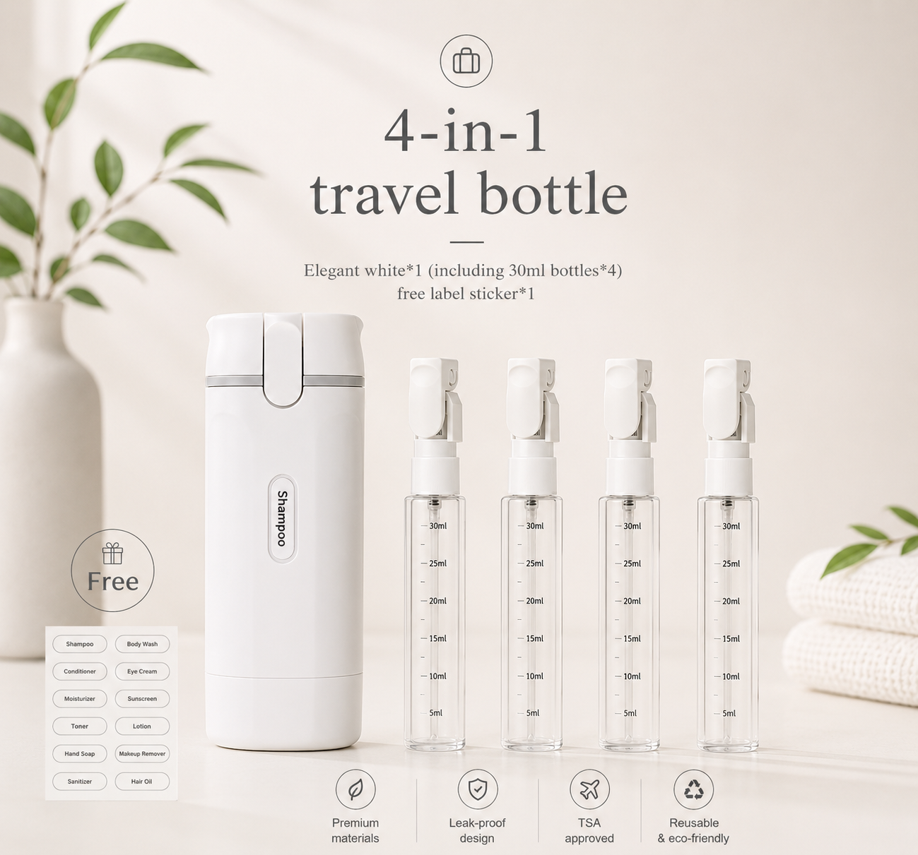 4-in-1 Travel Dispenser — Pack Smarter, Travel Lighter