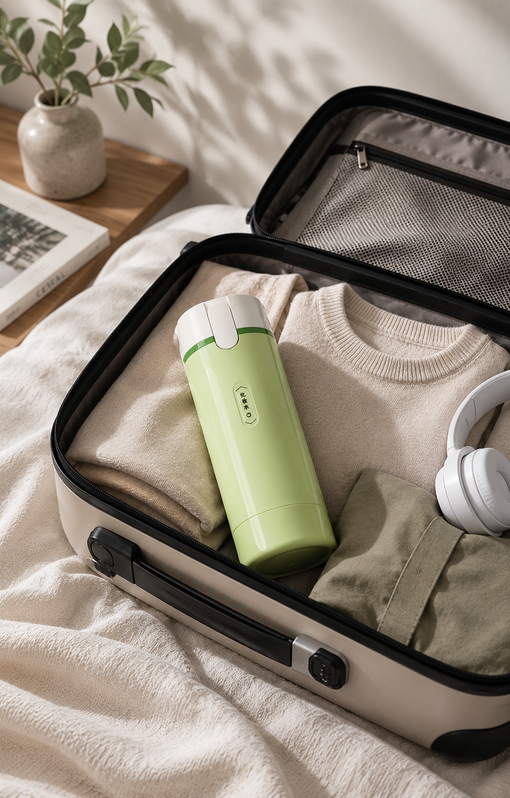 4-in-1 Travel Dispenser — Leak-Proof Refillable Bottles for Shampoo, Conditioner, Lotion & Perfume